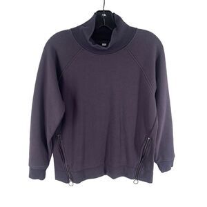 Athleta Women's Mock Neck Sweatshirt Zip Long Sleeve Pullover Navy Blue Size XS